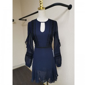 패션 도매: 프랑스식 부드러운 화훼 밑단 여성복 우아한 맞춤형 쉬폰 캐주얼 여성복